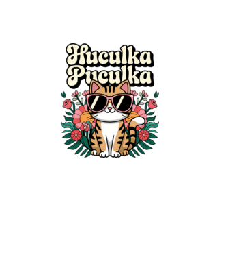 Huculka Puculka pisică 3 model alb pe tricou