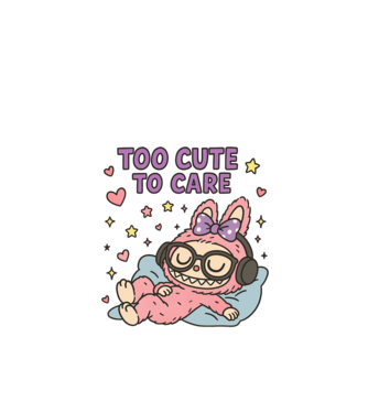 Too cute to care model negru pe tricou