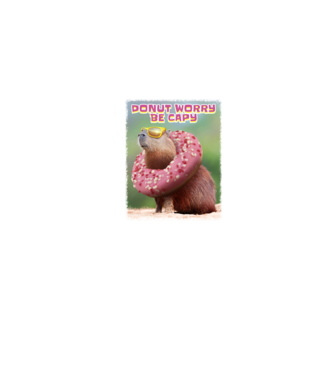 Capybara Donut worry be capy model gri pe tricou
