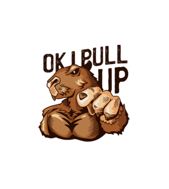 Muscular Capybara - capibară model alb pe tricou