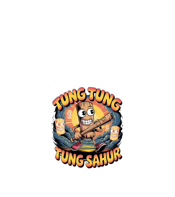 Tung Tung Tung Sahur Retro model negru pe tricou