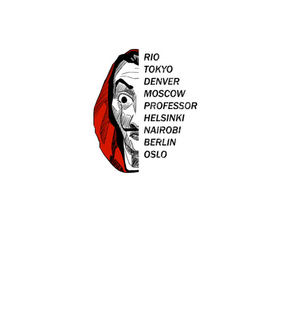 classic logo money heist white model alb pe tricou