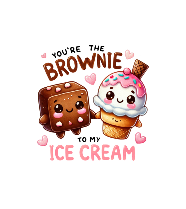 Brownie to my Ice Cream model alb pe tricou