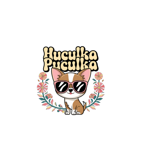 Huculka Puculka câine 1 model alb pe tricou