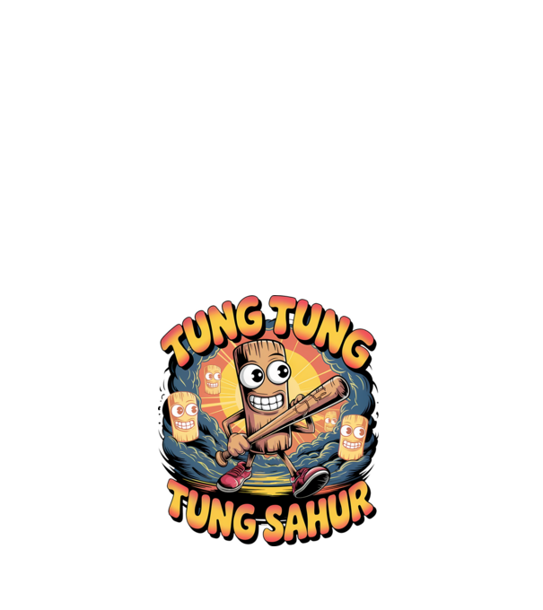 Tung Tung Tung Sahur Retro model alb pe tricou