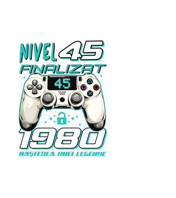 Nivel finalizat 45 1980 model alb pe tricou