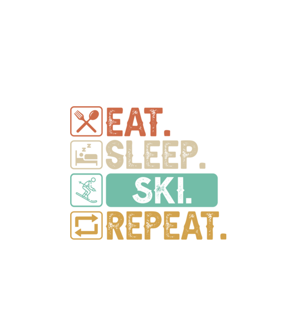 Eat Sleep SKI Repeat model negru pe tricou