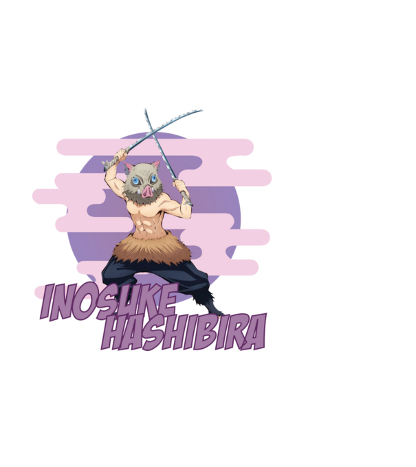 Demon Slayer Inosuke model albastru deschis pe tricou