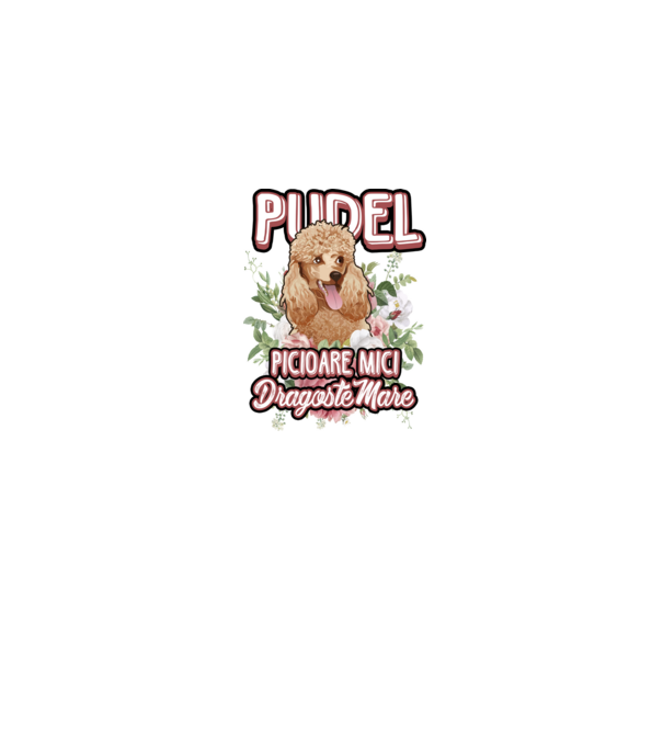 Pudel picioare mici dragoste mare model gri pe tricou