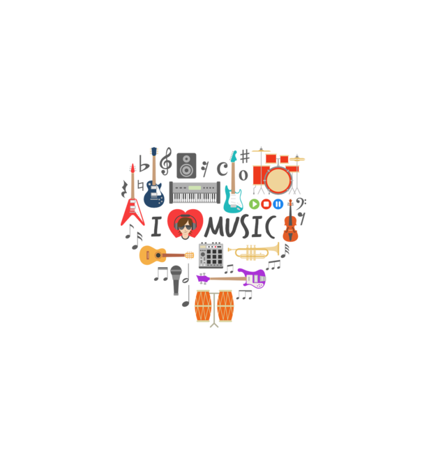 music heart model alb pe tricou