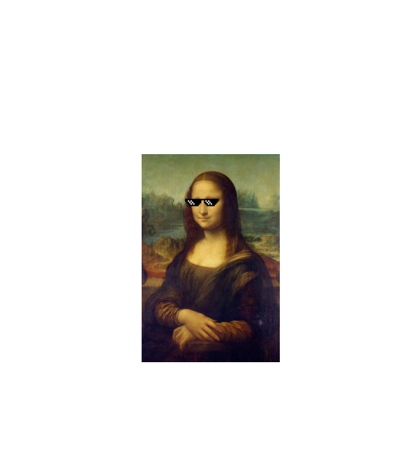 Mona Lisa Deal with it model negru pe tricou