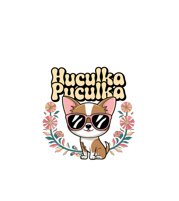 Huculka Puculka câine 1 model alb pe tricou