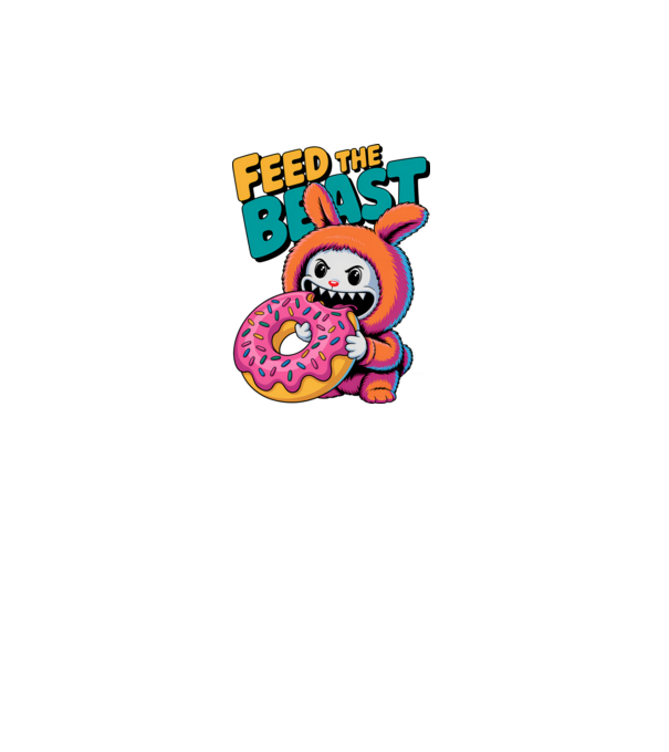 Feed the beast model alb pe tricou