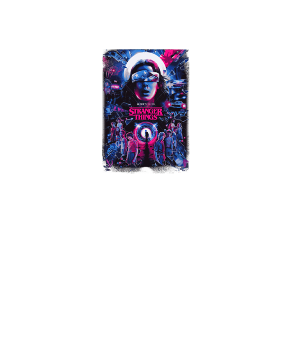 stranger things poster neon model negru pe tricou
