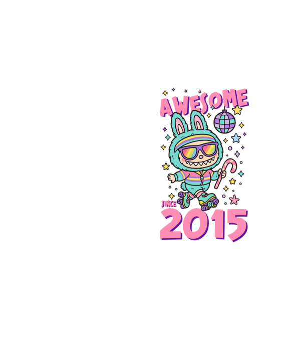 Awesome since 2015 - Labubu model galben neon pe tricou