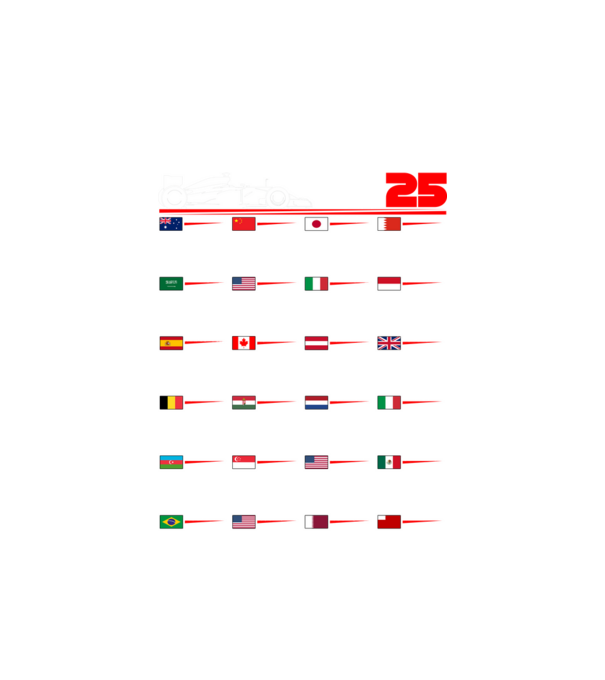 F1 calendar 2025 negru model alb pe tricou
