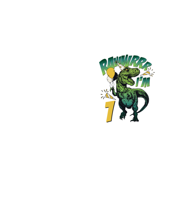 'Birthday Dinosaur rawww i''m 1' model galben neon pe tricou