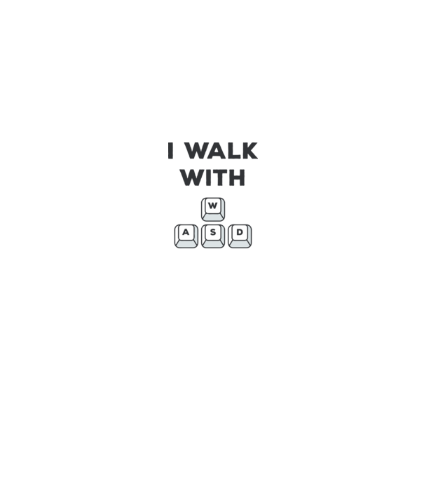I Walk with WASD model alb/roșu pe tricou