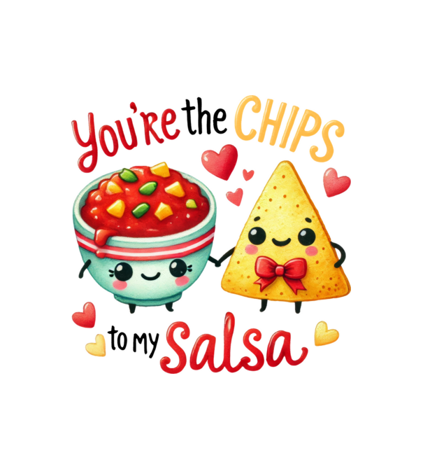 Chips to my Salsa model alb pe tricou