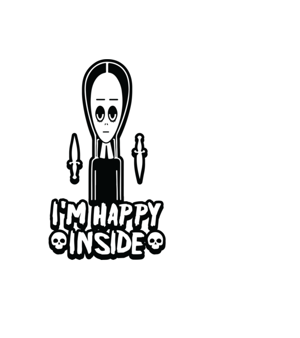 WEDNESDAY Happy inside model negru pe tricou