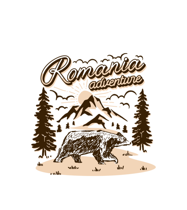 Romania bear adventure model alb pe tricou