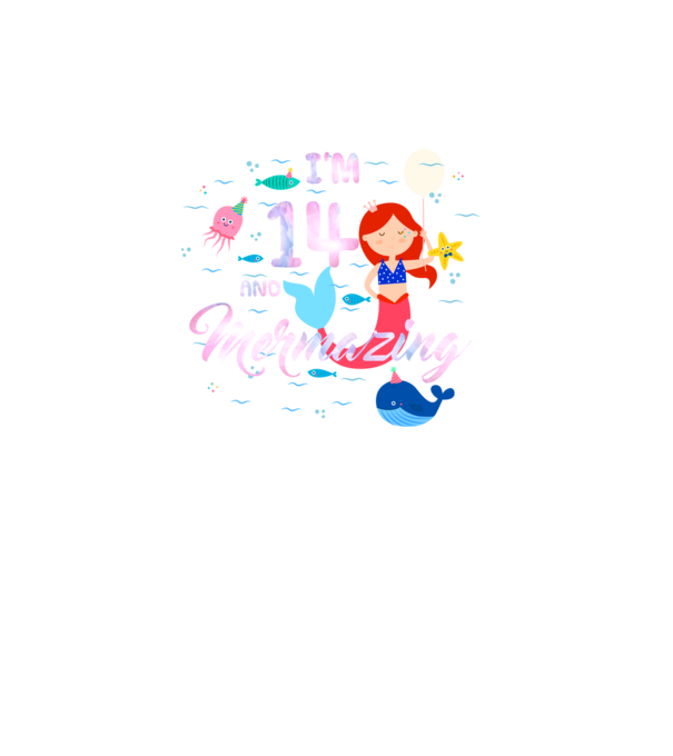 Mermazing Birthday 14 model turcoaz pe tricou