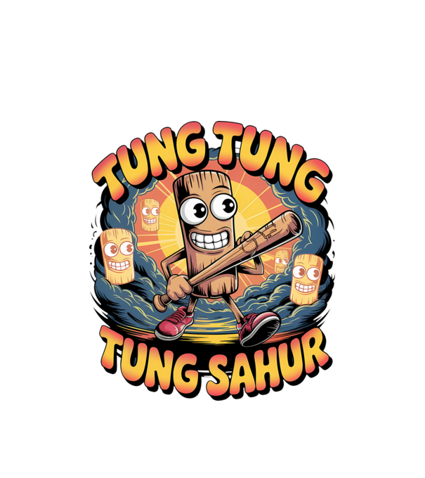 Tung Tung Tung Sahur Retro model alb pe tricou