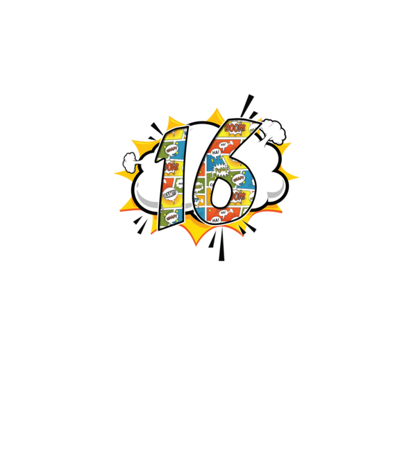 Birthday Comic Number 16 model roz pe tricou