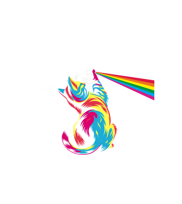 Pisica prismă model alb pe tricou