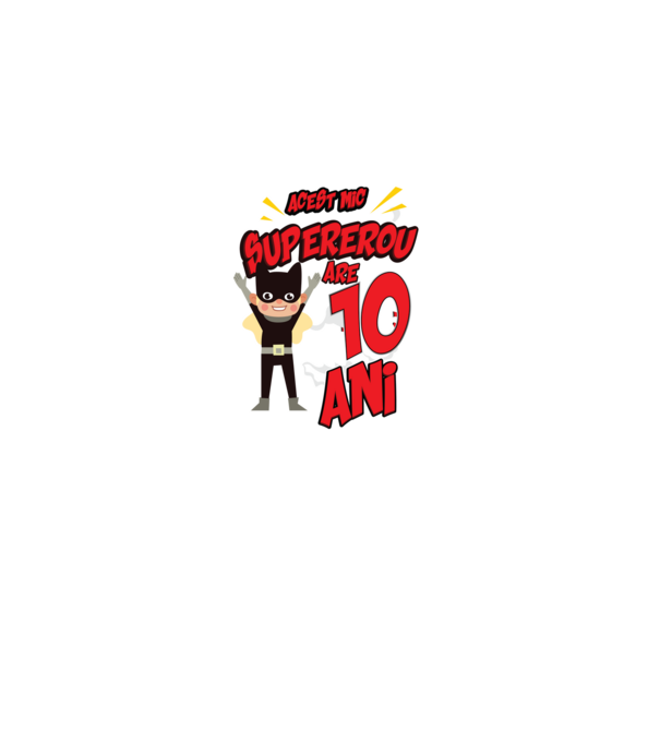 Acest mic supererou are 10 ani model negru pe tricou