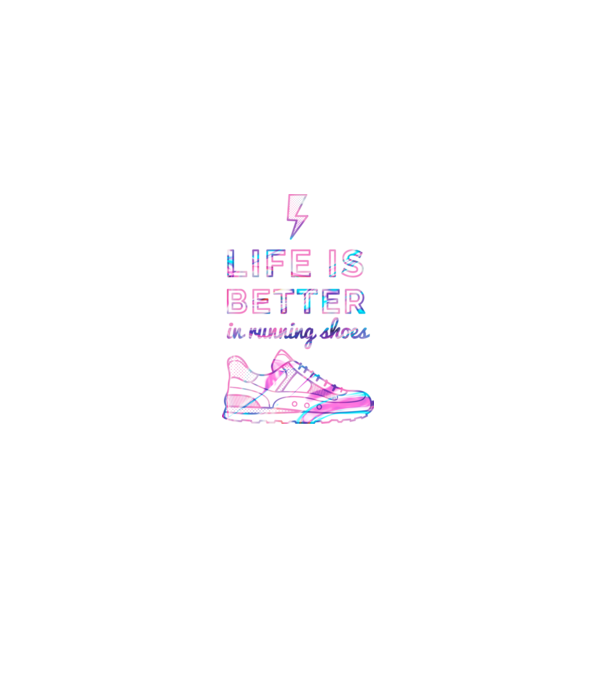 Life is better running shoes HOLO model negru pe tricou