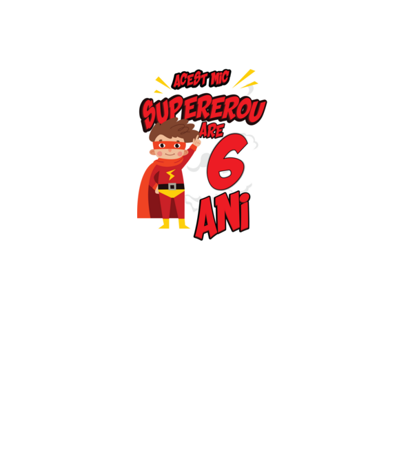 Acest mic supererou are 6 ani model negru pe tricou