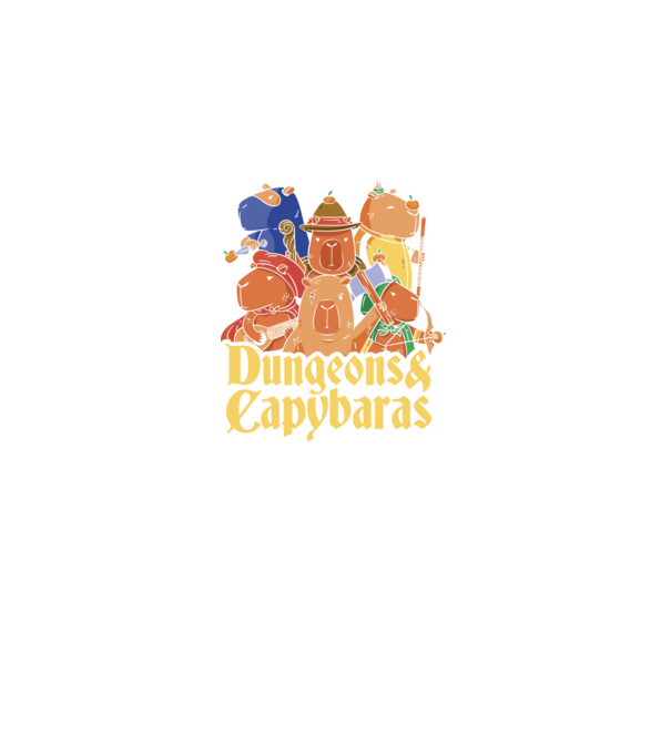 Dungeons and Capybaras model negru pe tricou