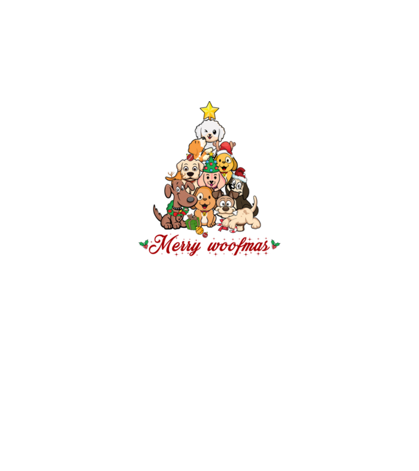 Merry woofmas model negru pe tricou