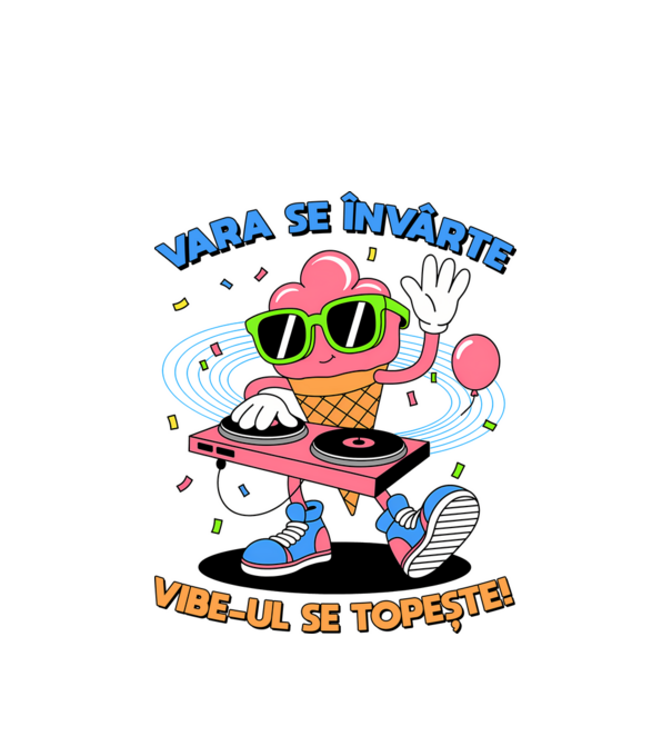Vara se învârte model alb pe tricou