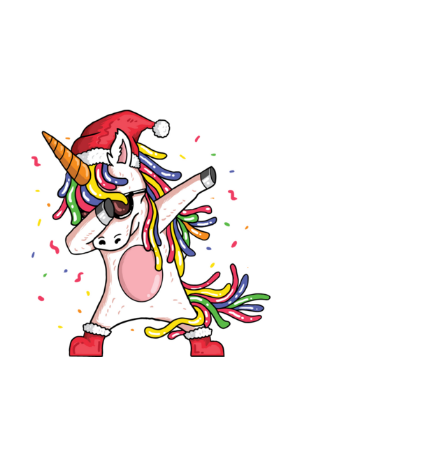 Christmas unicorn dab model alb pe tricou