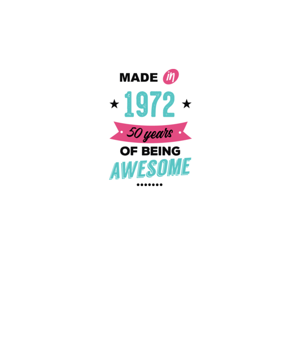 MADE in 1972 model alb pe tricou