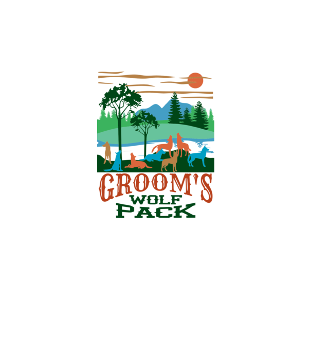 Grooms wolf pack model alb pe tricou