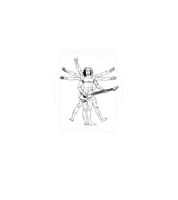 Vitruvius Guitar model negru pe tricou