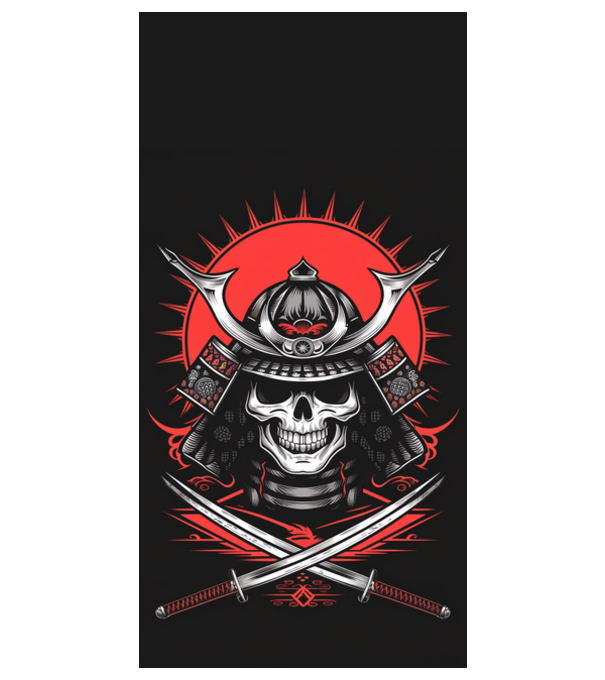 Samurai skull model negru pe tricou