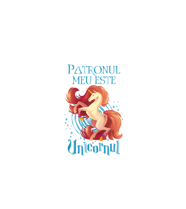 Patronul meu este UNICORNUL model negru pe tricou