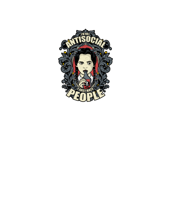 WEDNESDAY - Just hate people model negru pe tricou