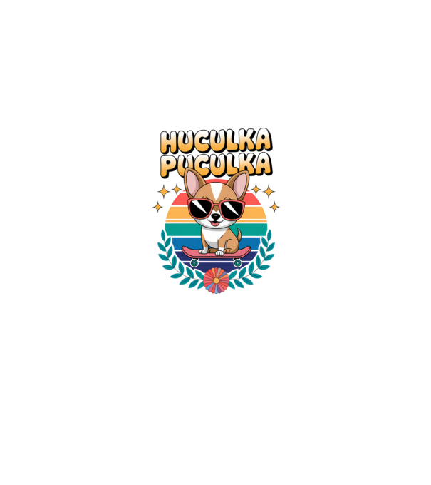 Huculka Puculka Câine 2 model alb/roșu pe tricou