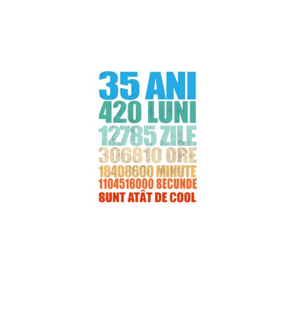 De 35 ani - luni - zile - ore - minute - secunde - sunt atât de cool model negru pe tricou