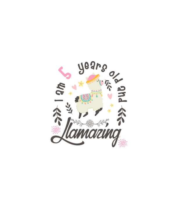 Birthday Llamazing 5 years old model alb pe tricou