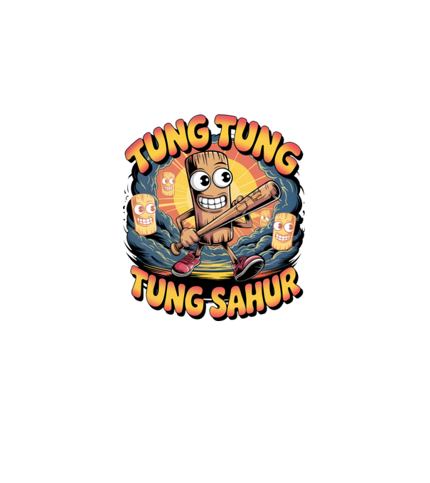 Tung Tung Tung Sahur Retro model negru pe tricou
