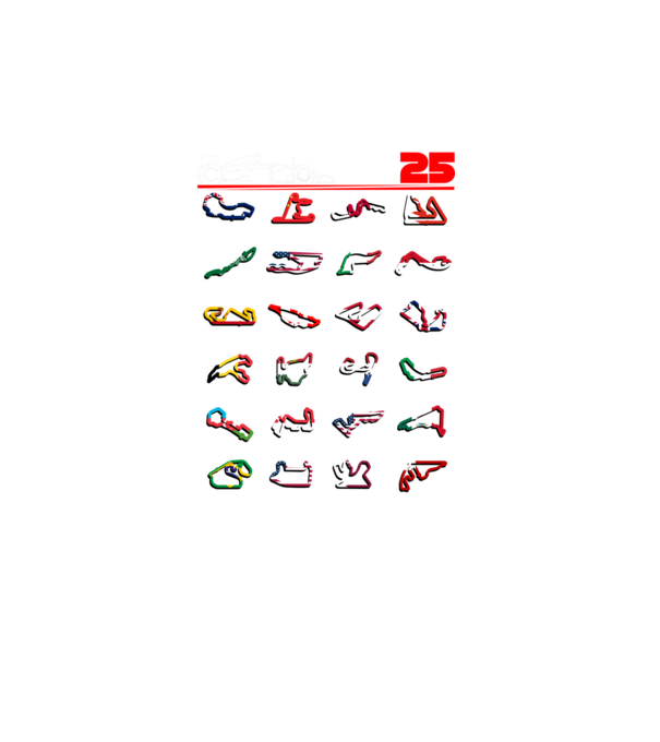 F1 calendar 2025 Negru model turcoaz pe tricou