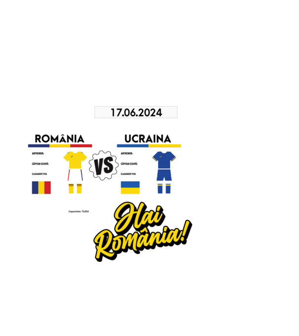 ROU-UKR euro 2024 calendar model negru pe tricou