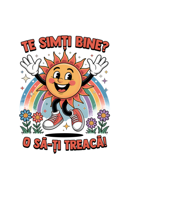 Te simți bine? model albastru deschis pe tricou