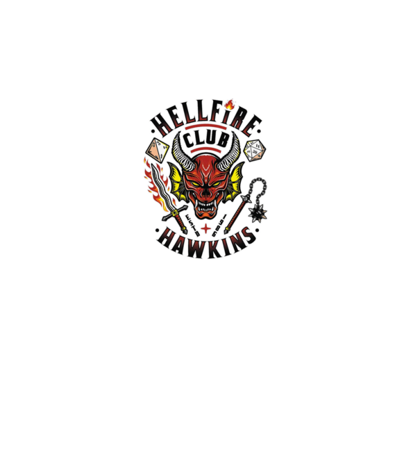 hellfire club hawkins model alb pe tricou